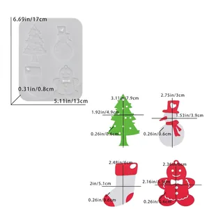 Gedetailleerde afmetingen van de kerst siliconen mal voor hangers van hars en kerstversiering