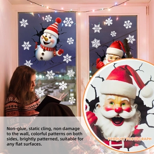 Christmas Santa and snowman static window stickers for festive home decoration