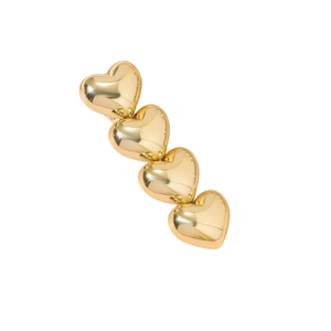 Minimalist polished gold alloy hair clip featuring four interconnected 3D heart shapes