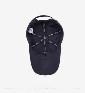 Internal structure of the navy cotton baseball cap with six-panel design and stitched lining