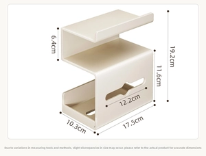 Detailed dimension guide for wall-mounted bathroom tissue holder in cream finish