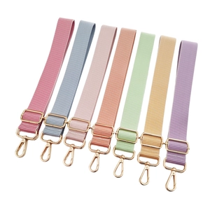 Adjustable 3.8cm candy-colored woven bag straps with gold metal buckles in seven colors