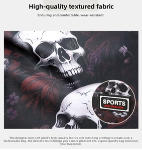 Detail von abriebfestem Totenkopf-Blumendruck mit Sports New Fashion Stoffaufnäher
