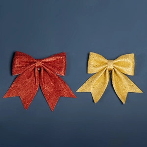 Grands Nœuds de Noël Paillettes Mousse EPE Ornement pour Décoration d'Arbre de Noël Or Rouge Festif Nœud Papillon Suspendu