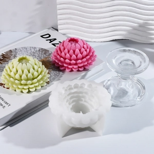 3D lotus succulent silicone mold for DIY candles and soaps with floral resin outcomes