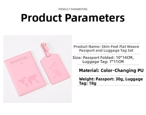 Detailed dimensions for the PU leather passport holder and matching map luggage tag