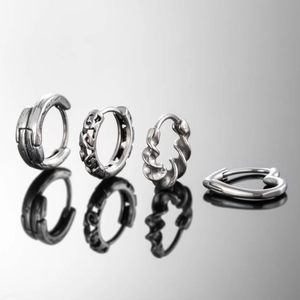 Vintage Titanium Steel Huggie Hoop Earrings Heart Shaped Twist Pattern Hollow Out Punk Jewelry For Men Women