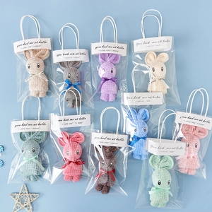 Creative rabbit-shaped coral fleece hand towel gift set in multiple colors with gift bags