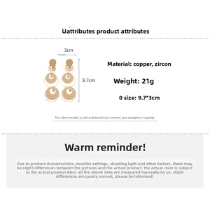 Detailed size parameters of 9.7cm long gold round hoop drop earrings with zircon