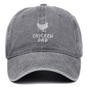 Ausgewaschene graue Baumwoll-Basecap mit weißer Chicken Dad Stickerei für Herren
