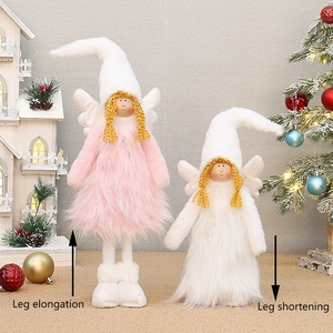 Poupée ange de Noël avec jambes télescopiques et ailes en fausse fourrure ajustable