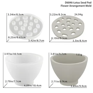Silikonform-Set für Lotus-Blumenhalter mit Maßen und Gewicht für DIY-Harz-Projekte