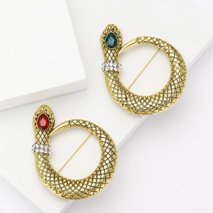 Vintage Snake Brooch Pin Alloy Rhinestone Animal Design Fashion Jewelry Accessory For Women Men Clothing Decor