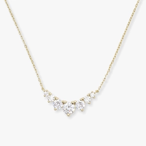 Elegant gold S925 silver necklace featuring a curved smile pendant with 7 sparkling zircons