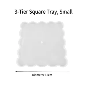 Kleine vierkante siliconen mal van 15cm met golfkartel voor 3-laags epoxyhars trays