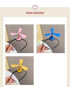 Style selection view of colorful windmill headbands in pink, blue, and yellow colors
