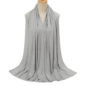 Solid grey mercerized cotton scarf for women with soft drape and versatile long wrap design