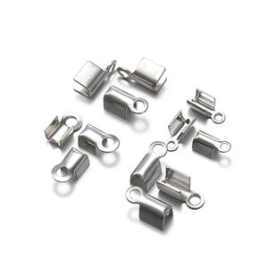 Stainless Steel Crimp Connectors DIY Jewelry Findings Leather Cord Foldover End Clamps For Necklace Bracelet Making