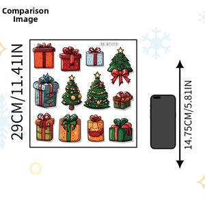 Detailed comparison of Christmas window stickers size with mobile phone reference