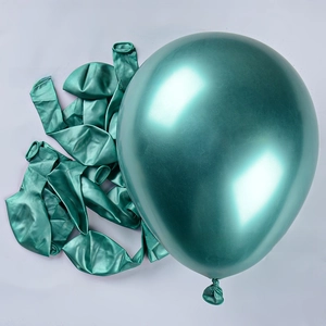 Detail of 12-inch thickened metallic dark green latex balloons for party decoration