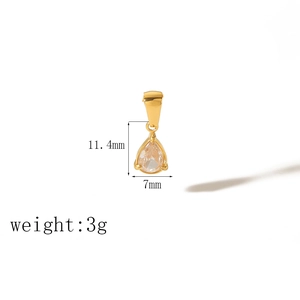 Pendentif en zircon en forme de poire plaqué or 18 carats, 11,4x7mm et poids 3g