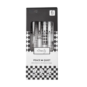 6 PCS MOKA black gel pens with 0.5mm ST tip and checkerboard design in original packaging