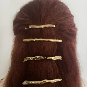 Metal Hair Clips Irregular Wave Texture Lava Style Minimalist Geometric Headwear Alloy Plated For Women