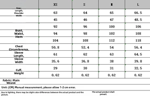 Detailed size chart for the women's high neck blazer and high waist pants suit set