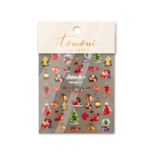 Japanese style Christmas theme nail art stickers featuring green trees and gold bells