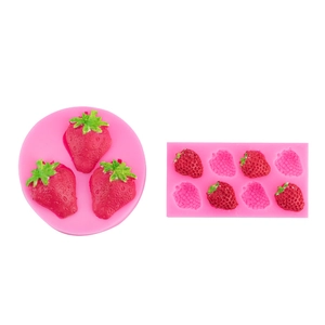 Pink silicone strawberry molds for professional creative baking and DIY resin crafts