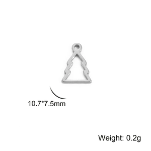 Silver stainless steel Christmas tree pendant with 10.7x7.5mm size and 0.2g weight