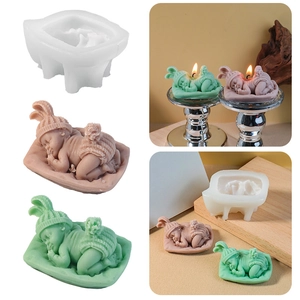 Sleeping Baby Silicone Mold Rabbit Hat Design For DIY Candle Soap Plaster Chocolate Making Craft Tool