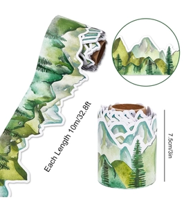 Detail of 10m watercolor forest mountain bulletin board border sticker with dimensions