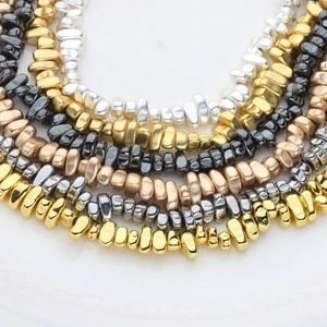 Plated irregular hematite stone beads for DIY jewelry in gold, silver and rose gold