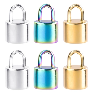 Mini Lock Pendant Charms Stainless Steel DIY Jewelry Making Padlock Shape Rainbow Gold Silver Accessories For Necklaces