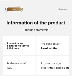Detailed specifications of white disposable aromatic toilet brush made of ABS material