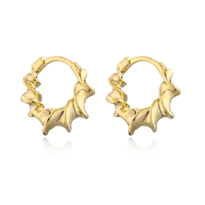 Eleganti orecchini a cerchio ritorti placcati oro 14K con finitura lucida e riflesso