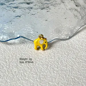 Detail of 2g yellow enamel elephant charm, 8x9mm size for DIY jewelry making