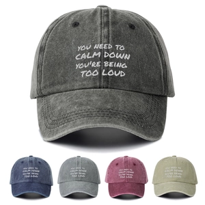 Vintage Washed Cotton Baseball Cap Embroidered Slogan Adjustable Dad Hat Sun Protection Casual Style For Men Women