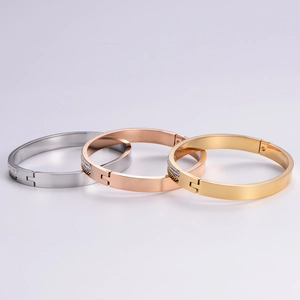 Minimalist 18k gold plated stainless steel bangles set with micro-pave crystals