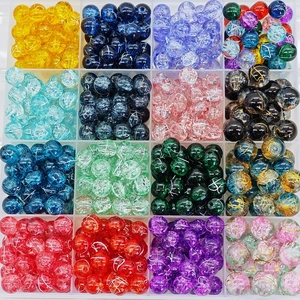 16-compartment box containing colorful cracked glass beads for DIY jewelry making crafts