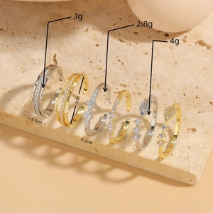 Geometric bow open rings with zircon inlay in gold and silver finish for women