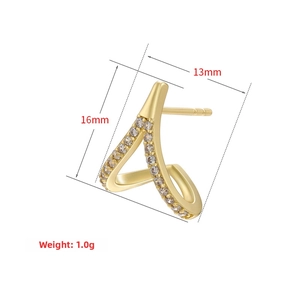 Detailed view of 18K gold plated earrings featuring micro-paved cubic zirconia stones