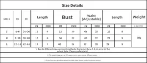 Detailed size chart for lace lingerie set 50614 with US and EU measurements