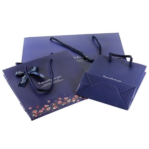 Blue Christmas gift bag set with sweet heart bow and especially for you printing