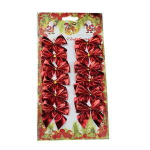Set di 12 fiocchi di Natale rossi metallizzati su carta decorativa per l'albero di Natale
