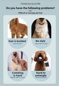 Detail showing common pet hair issues like knots, tangles and matting on dogs and cats