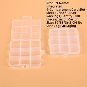 Compact 9-grid clear plastic organizer box with fixed dividers for small jewelry items