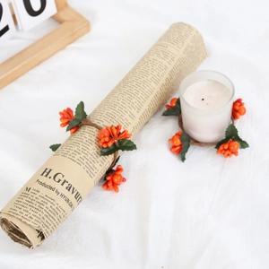 Anelli per candele con bacche arancioni e foglie verdi per decorazione di Halloween
