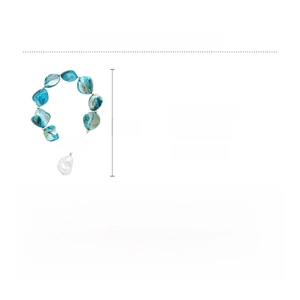 Detailed view of blue shell gold-tone bracelet showing dimensions 23x2cm and weight 21.4g